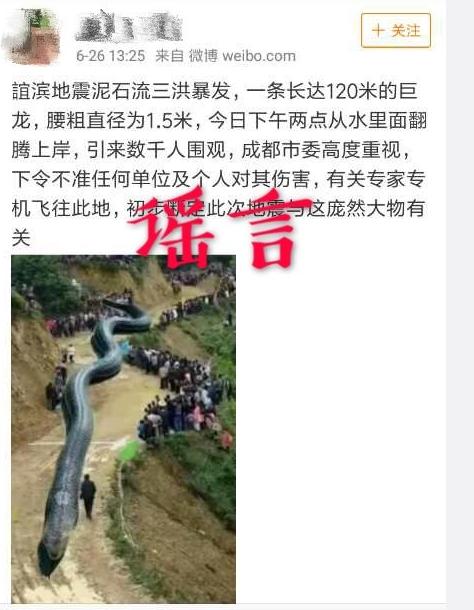 泥石流巨龍系謠言 這種P圖難道不知道龍和蛇的區(qū)別嗎？